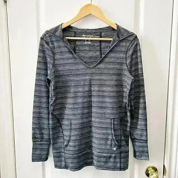 Champion Active Pullover Workout Top Athletic Gym Hoodie Black Grey  SpaceDye XS - Picture 4 of 16